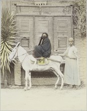Arab woman riding a donkey, Basse Egypte Janvier 1906, Travel albums from Paul Fleury's trips to the Middle East