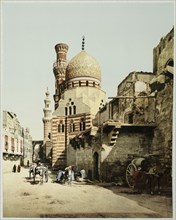 Street scene with mosque, Cairo, Basse Egypte Janvier 1906, Travel albums from Paul Fleury's trips the Middle East