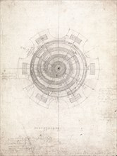 Rome, Architectural drawing for the cupola of S. Ivo alla Sapienza, Rome, Borromini, Francesco, 1599-1667, ca. 1650