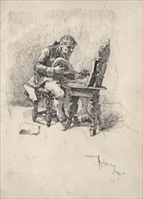 Seated musician, Album of drawings, Fortuny, Mariano, 1838-1874, ca. 1869
