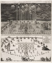 Des Herculis Feuerwerck auf dem hohen Walle in der Churfürstl. Sächs: Residenz Stadt Dresden verbrennet den 28 Februarÿ Ao. 1678