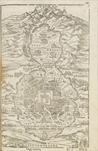 Map of Mexico City, Delle navigationi et viaggi, Ramusio, Giovanni Battista, 1485-1557, Woodcut, 1606
