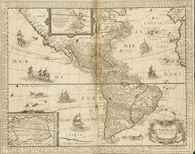 Carte de l'Amerique, Delle navigationi et viaggi, Ramusio, Giovanni Battista, 1485-1557, Woodcut, 1606