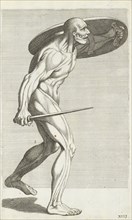 Male nude figure carrying shield and sword, side view, L'anatomia dei pittori del signore Carlo Cesio, das ist, Deutliche