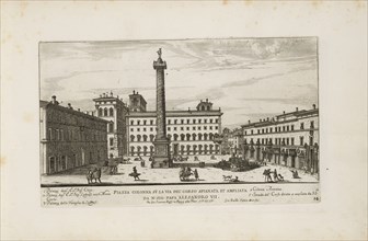 Piazza Colonna sù la via del' Corso spianata et ampliata da n. sig. papa Alesandro VII., Il nvovo teatro delle fabriche