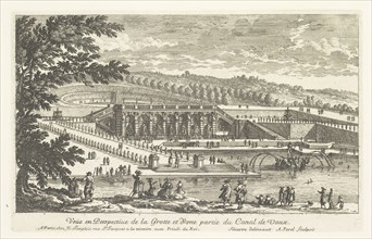Veue en perspective de la grotte et d'une partie du canal de Vaux, Perelle engravings of Paris, royal residences, chateaux