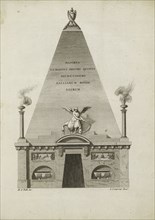 Pyramide placée au fond de la nef qui sert d'entrée à l'interieur du mausolée, Description du catafalque et du cénotaphe érigés