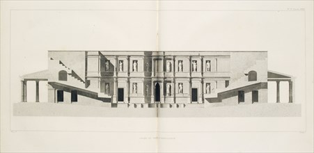Coupe du Théâtre D'Herculanum, Les ruines de Pompéi, Mazois, François, 1783-1826, Engraving, 1824-1838