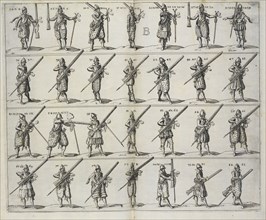 Figures of soldiers with muskets, L'art militaire pour l'infanterie, Wallhausen, Johann Jacobi von, 17th cent., Etching, 1615