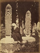 Woman in cemetery, orientalist photography, Berggren, Guillaume, 1880