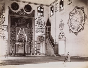 Boy praying in mosque, orientalist photography, Sebah and Joaillier, ca. 1870