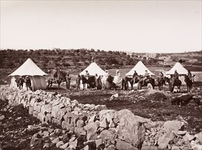 Encampment of Western Tourists Outside Jerusalem, orientalist photography, Maison Bonfils, Albumen print, 1880s