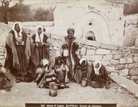 Group of lepers, orientalist photography, American Colony, Jerusalem, 1900
