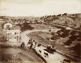 Route de la station à Jérusalem, orientalist photography, Bonfils, Félix, 1831-1885, 1880s