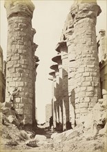 Karnak: allée centrale de la salle hypostile, orientalist photography, Béchard, Emile, ca. 1875