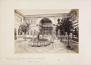 Damascus, Courtyard of a Jewish house, Lesbony's, Damascus, orientalist photography, Good, Frank M., 1871