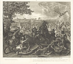 Battle of Arbela: detail left side, Battles of Alexander, Audran, Gérard, 1640-1703, Le Brun, Charles, 1619-1690, Etching