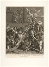 The Martyrdom of Saint Andrew, Le Brun, Charles, 1619-1690, Picart, Etienne, 1632-1721, Etching, engraving, black-and-white