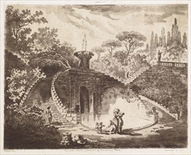 Vuë prise dans les jardins de Ville Barberini à Rome, Robert, Hubert, 1733-1808, Saint Non, Jean Claude Richard de, 1727-1791