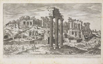Parte del monis palatino verso il foro romano, I vestigi dell' antichità di Roma, Du Pérac, Etienne, d. 1604, Engraving, 1575