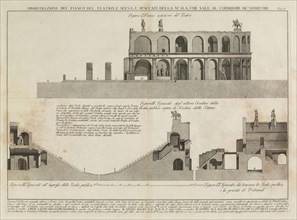 e scena, e spaccati della scala, che sale al corridore de' vomitori, Il teatro d'Ercolano, Piranesi, Francesco, 1756-1810