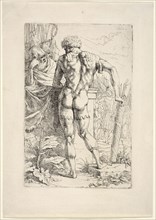 Warrior with Roman fasces, Cooghen, Leendert van der, Dutch, 1632-1681, Etching, black-and-white, 1666