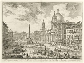 Veduta di Piazza Navona sopra le rovine del Circo Agonale, Piranesi, Giovanni Battista, 1720-1778, Etching, 1746?-1748