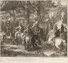 Alexander and Porus, Battles of Alexander, Audran, Gerard, 1640-1703, Le Brun, Charles, 1619-1690, Etching, engraving