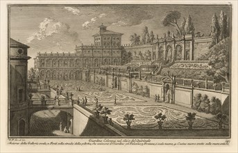 Giardino Colonna nel clivo del Quirinale, Delle magnificenze di Roma antica e moderna, Vasi, Giuseppe, 1710-1782, Engraving