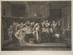 Extreme Unction, print after paintings by Nicolas Poussin, Gantrel, Etienne, 1646-1706, Pesne, Jean, 1623-1700, Poussin, Nicolas