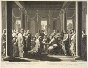 Marriage, print after paintings by Nicolas Poussin, Gantrel, Etienne, 1646-1706, Pesne, Jean, 1623-1700, Poussin, Nicolas, 1594