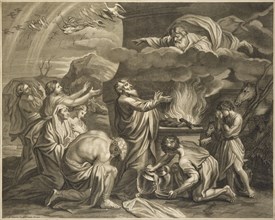 Sacrifice of Noah, print after paintings by Nicolas Poussin, Gantrel, Etienne, 1646-1706, Poussin, Nicolas, 1594?