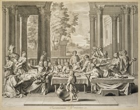Sacramentum Poenitentiae, print after paintings by Nicolas Poussin, Châtillon, Louis de, 1639-1734, Poilly
