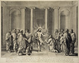 The incredulity of Thomas, prints after paintings by Nicolas Poussin, Audran, Gérard, 1640-1703, Poussin, Nicolas, 1594?-1665