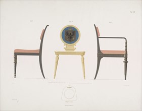 Taf. VIII, Schinkel's Möbel-Entwürfe, welche bei Einrichtung prinzlicher Wohnungen in den letzten zehn Jahren ausgeführt wurden