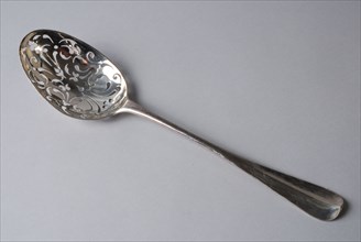 Vegetable spoon with open-worked floral pattern, vegetable spoon serving spoon spoon kitchenware silver, forged sawn, container