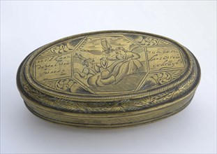 Copper tobacco box with scenes from the sailor life and honor I would ashore, I would rather go sonder vreese, from boose woman