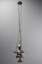 Silver censer, censer ceremonial holder holder silver, driven hammered Round compressed spherical barrel wall