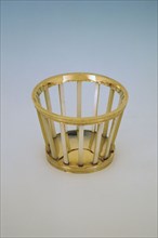 Golden tangle basket with mother-of-pearl bars, tuft basket basket holder gold mother of pearl, cast die-cast Golden ball basket