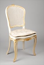 White painted straight rococo chair, chair furniture furniture interior design wood elm paint leaf gold rattan damask, Rattan