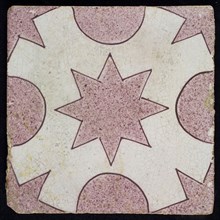 Ornament tile, eight-pointed purple star, corner motif quarter eight-pointed star, wall tile tile sculpture ceramic earthenware
