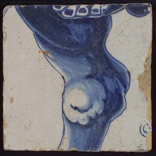 Tile with blue leg of animal, tile picture footage fragment ceramics pottery glaze