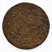 Copper coin, double tournois of Louis XIII, double tournois coin money swap soil find copper metal, minted Copper coin