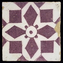 Aalmis, van Traa, Ornament tile with geometric pattern, wall tile tile sculpture ceramic earthenware glaze, baked 2x glazed