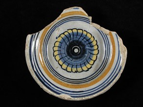 AT, Majolica salt bowl, polychrome, rosette, signed, salt bowl salt barrel tableware holder soil find ceramic earthenware glaze