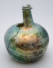 Two fragments of round-bellied bottle, belly bottle bottle holder soil find glass, free blown and shaped Two fragments