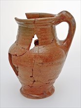 Small earthenware water jug or jug, Water jug crockery holder soil find ceramic earthenware glaze lead glaze, hand-turned glazed