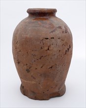 Pottery pot on stand, baluster shape, originating from the sugar production, sugar pot pot holder soil find ceramic earthenware