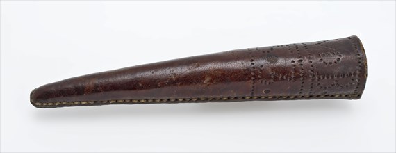 Leather sheath or sheath, dated, for knife or awl, sheath sheath holder leather, tanned cut sewn Dated leather sheath or knife