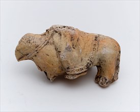 Part of pipe image, depicting horse with rider in long cloak, sculpture visual material soil finds ceramic pipe earth, in mold